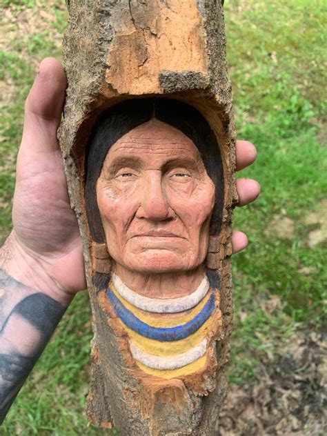 Native American Wood Carving Hand Carved Wood Art By Josh Etsy