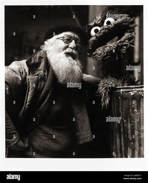 Legendary puppet builder Kermit Love on the set of Sesame Street with ...