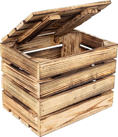 Amazon De Creative Deco Holzkiste Mit Deckel Vintage 27x20x21 Cm