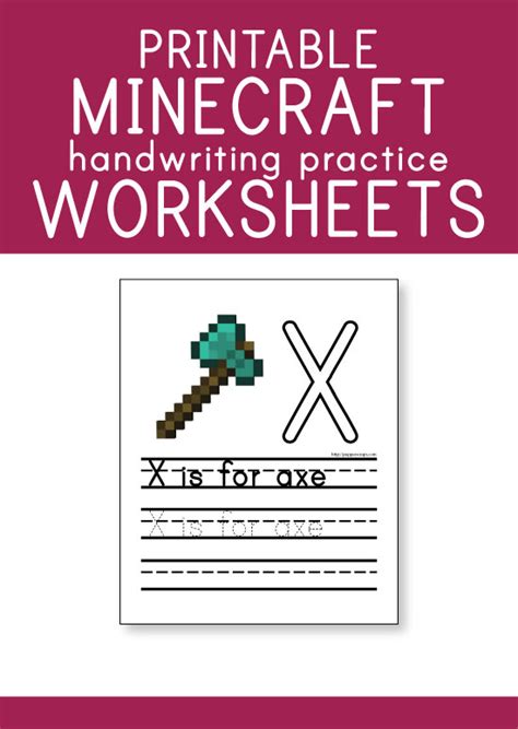 FREE Printable Minecraft Handwriting Practice Worksheets – Pepper Scraps