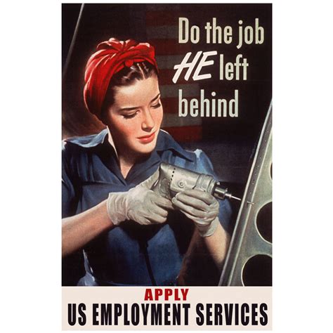 Vintage WWII Rosie The Riveter Poster Do The Job He Left Behind Women