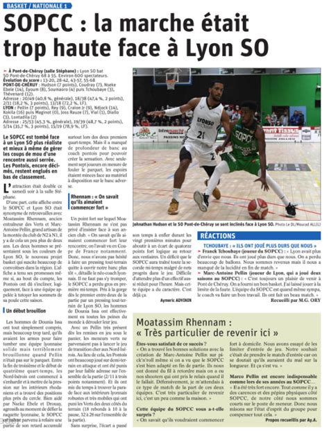 SOPCC LA MARCHE ÉTAIT TROP HAUTE FACE À LYONSO SOPCC Basket