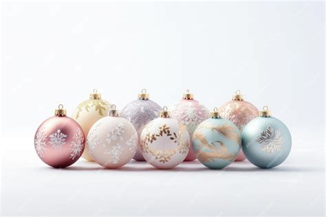 Premium Ai Image Pastel Colored Christmas Balls On A White Background