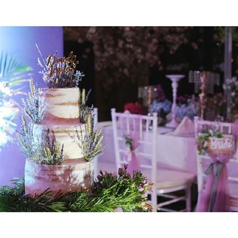 Lavender WEDDING NAKED CAKE By Evergreen Cake Boutique Bridestory