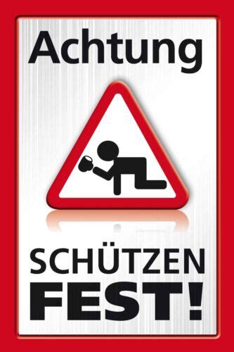 Blechschild ACHTUNG SCHÜTZENFEST PIKTOGRAMM DRUNKEN PEOPLE 20x30 cm