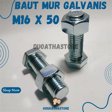 Jual M X Baut Mur Putih M X Bmp M X Mm Hex Galvanis Kab