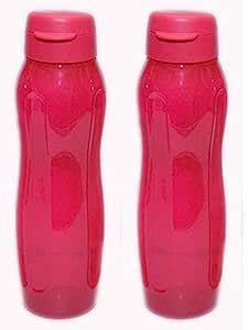 Tupperware Aquaslim Flip Top Water Bottle Set L Red Set Of