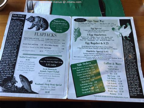 Menu at Tamarack Inn restaurant, Lake George