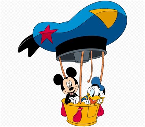 The Mickey Mouse And Donald Duck Are Flying In A Hot Air Balloon With