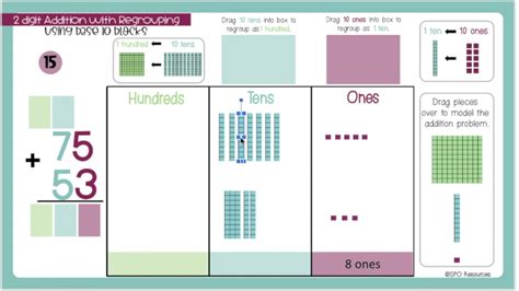 Double Digit Addition With Regrouping Using Base Ten Blocks Regroup 1x Youtube