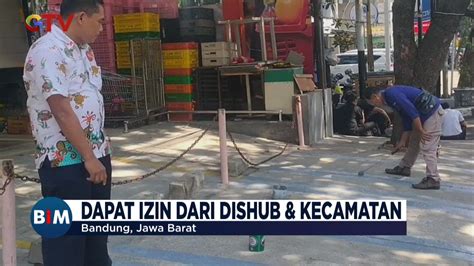 Petugas Tegur Manajemen Supermarket Di Bandung Karena Gunakan Trotoar