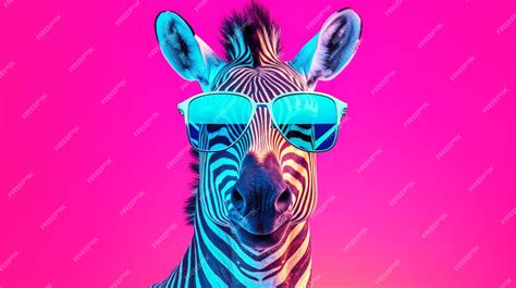 Premium AI Image | A zebra wearing sunglasses on a pink background