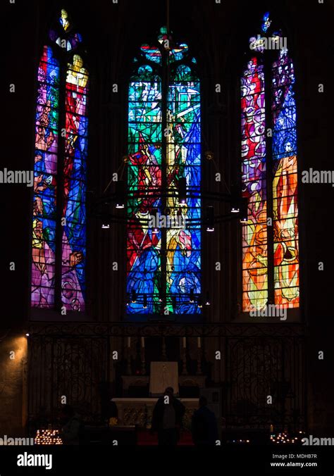 Cathedral of Saint-Etienne de Metz stained glass windows by Marc Chagall Stock Photo - Alamy