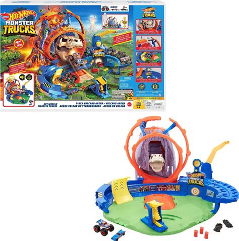 Buy Hot Wheels Monster Trucks T Rex Volcano Playset With 1 64 Scale Race Ace Toy Truck 1 Toy