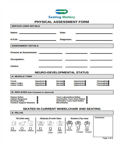 Blank Skin Assessment Form Printable