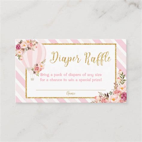 Floral Hot Air Balloon Diaper Raffle Enclosure Card Zazzle