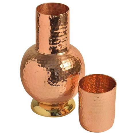 Ml Glass Lid Hammered Copper Jug For Home At Rs In Moradabad