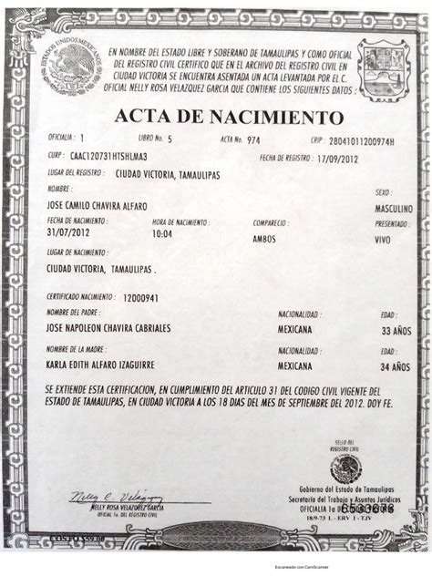 Acta de Nacimiento | PDF 