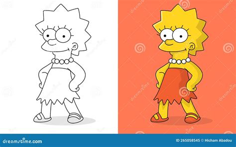 Lisa simpson cartoon editorial image. Illustration of cute - 265058545