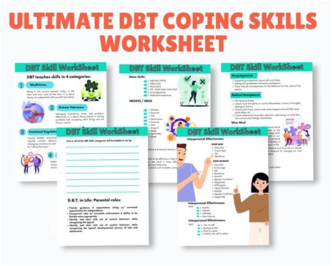 Dbt Bundle Coping Skills Printable Poster Handout Cheat Sheet