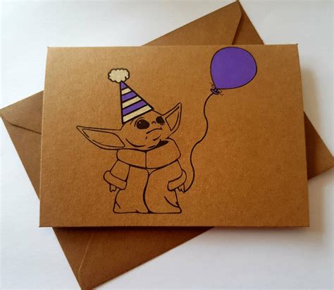 Handmade Baby Yoda Birthday Card Unique Star Wars Card Etsy UK