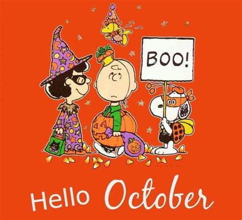 Snoopy 🌲👻🍁🌲🌰🐿hello October🌻🎃🌲🍃🌲 Snoopy Halloween Charlie Brown