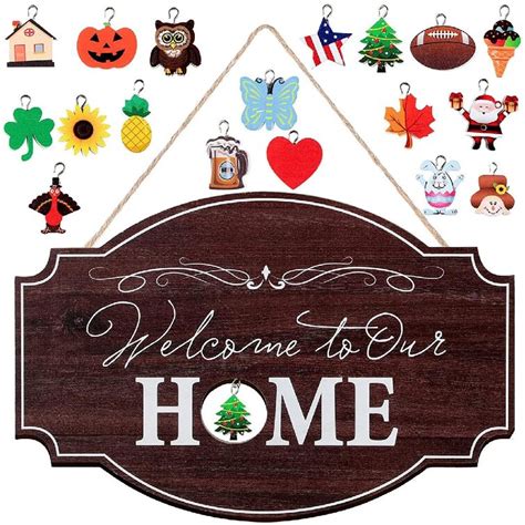 Gracie Oaks Interchangeable Seasonal Welcome Sign Front Door Decoration