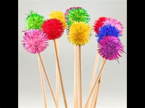 How to make pom pom stick and join with pom poms - homix easy tutorials