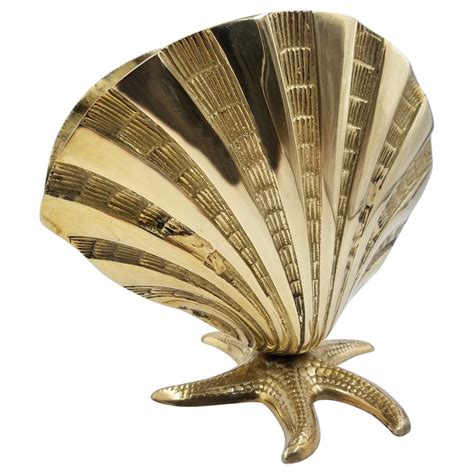 Large Brass Nautilus Planter Seashell Shell Vintage Statue Palm Beach