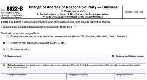 Irs Form B Instructions Change Of Address Or Party