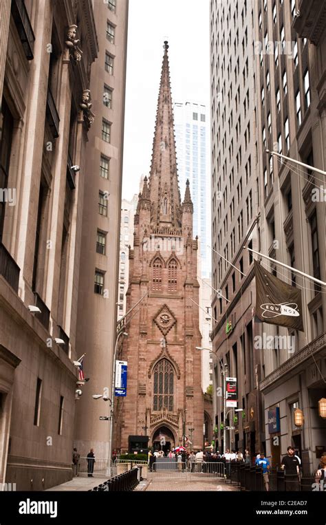 Gothic Revival Style Trinity Church At Broadway Wall Street Lower