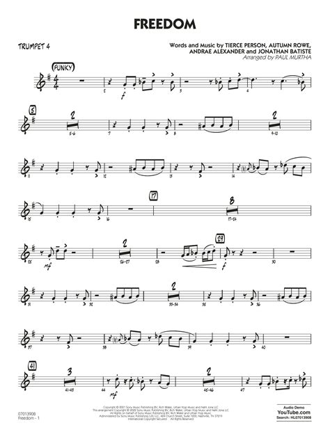 Freedom Arr Paul Murtha Trumpet 4 By Jon Batiste Sheet Music For