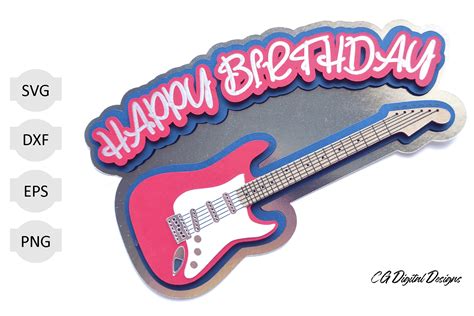 Guitar Cake Topper SVG Gráfico por Digital Design Sparkle Creative