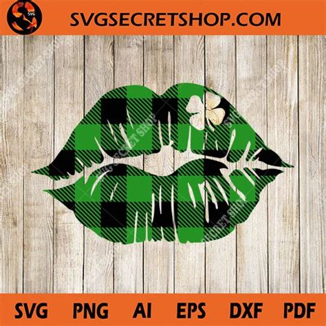 Plaid Lips Svg Lucky Lips Svg Lip Svg Shamrock Svg Clover Svg St