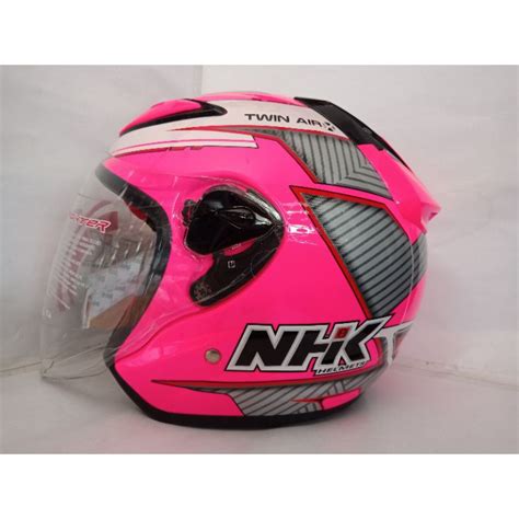 Jual HELM NHK R6 GLOW PINK FLUO HALFFACE Shopee Indonesia