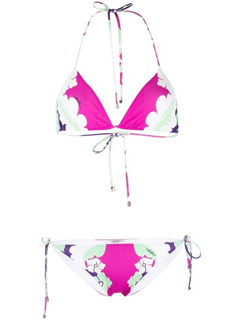 Valentino Floral Print Bikini Set Farfetch Printed Bikini Sets Bikinis Bikini Set