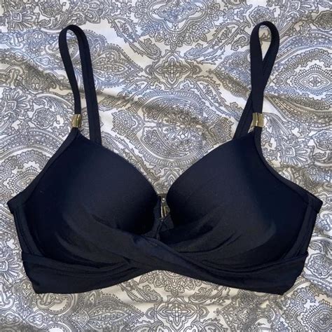 Marks Spencer Women S Black And Gold Bikini And Tankini Tops Depop