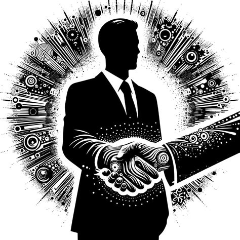 Black and white Illustration of a Handshake bewtween two Business Men ...