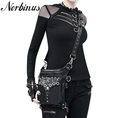 Norbinus Women Waist Bags Fanny Pack Pu Leather Drop Leg Bag Rock