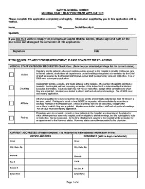 Fillable Online Medical Staff Reappointment Application Onehealthport