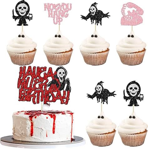 Amazon Gyufise Pcs Horror Movie Cupcake Toppers Have A Killer