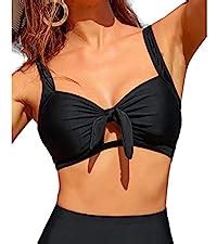 Amazon Women Ruffle Bikini Top Black Double Layer Flounce Swimsuit Off Shoulder Bathing