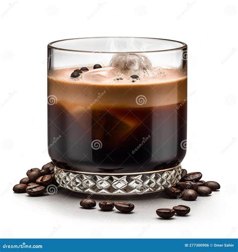 Espresso Martini Aperitif With Coffee Beans In Glass On A Black