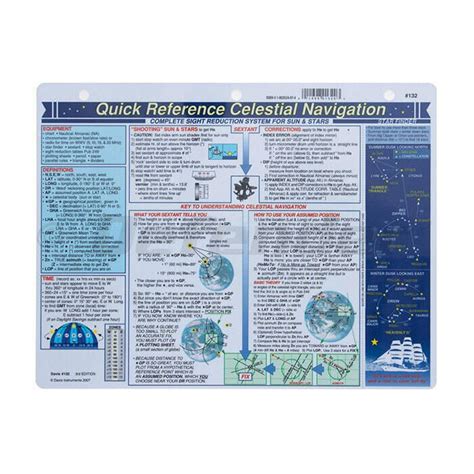 Davis Instruments Celestial Navigation Quick Reference Card 132