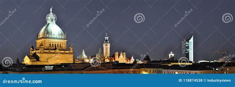 Skyline Leipzig in Germany at Night - Federal Administrative Cou Stock Photo - Image of court ...