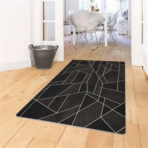 Teppich Schwarz Wei Geometrie Aquarell