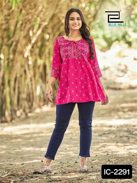 Indian Designer Women Wear Ready Made Rayon Kurtis With Printed Work Short Kurtis For Casual