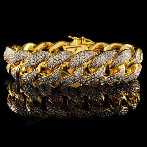 18k Gold 3 Row Iced Cuban Link Bracelet Nivs Bling