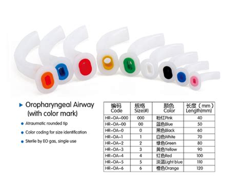 Oral Airway Size Chart