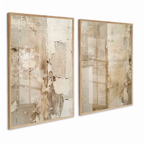 Kit Quadros Decorativos Abstrato Bege Tons Nude Moldura E Vidro Sala